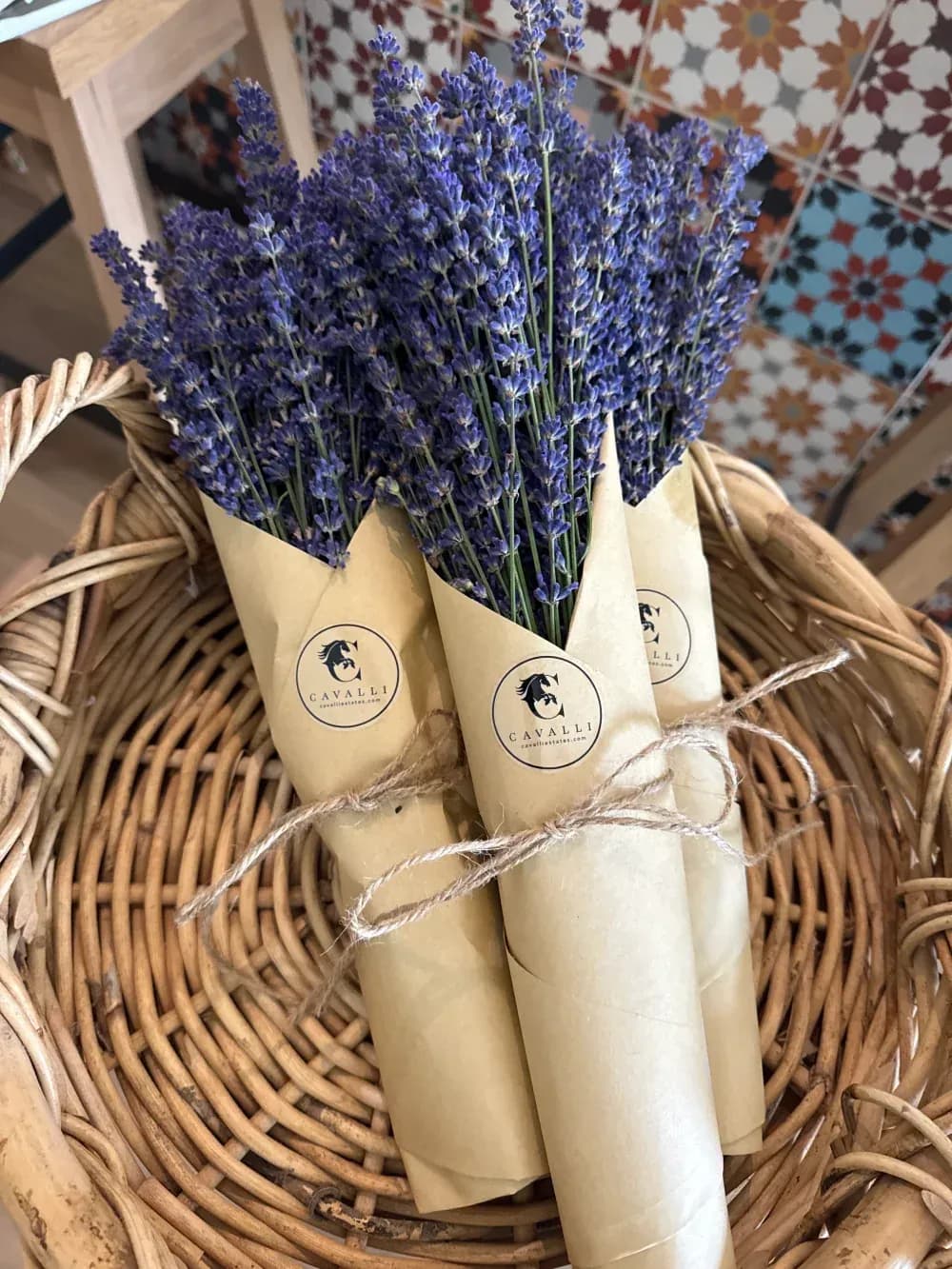 Wrapped lavender posies from Cavalli