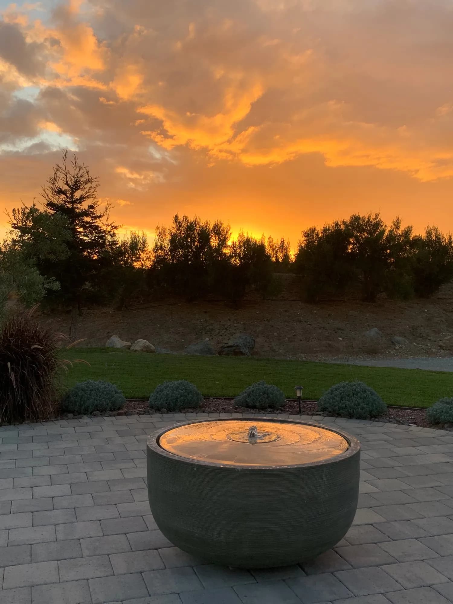 Villa Views, Fountain at Sunset