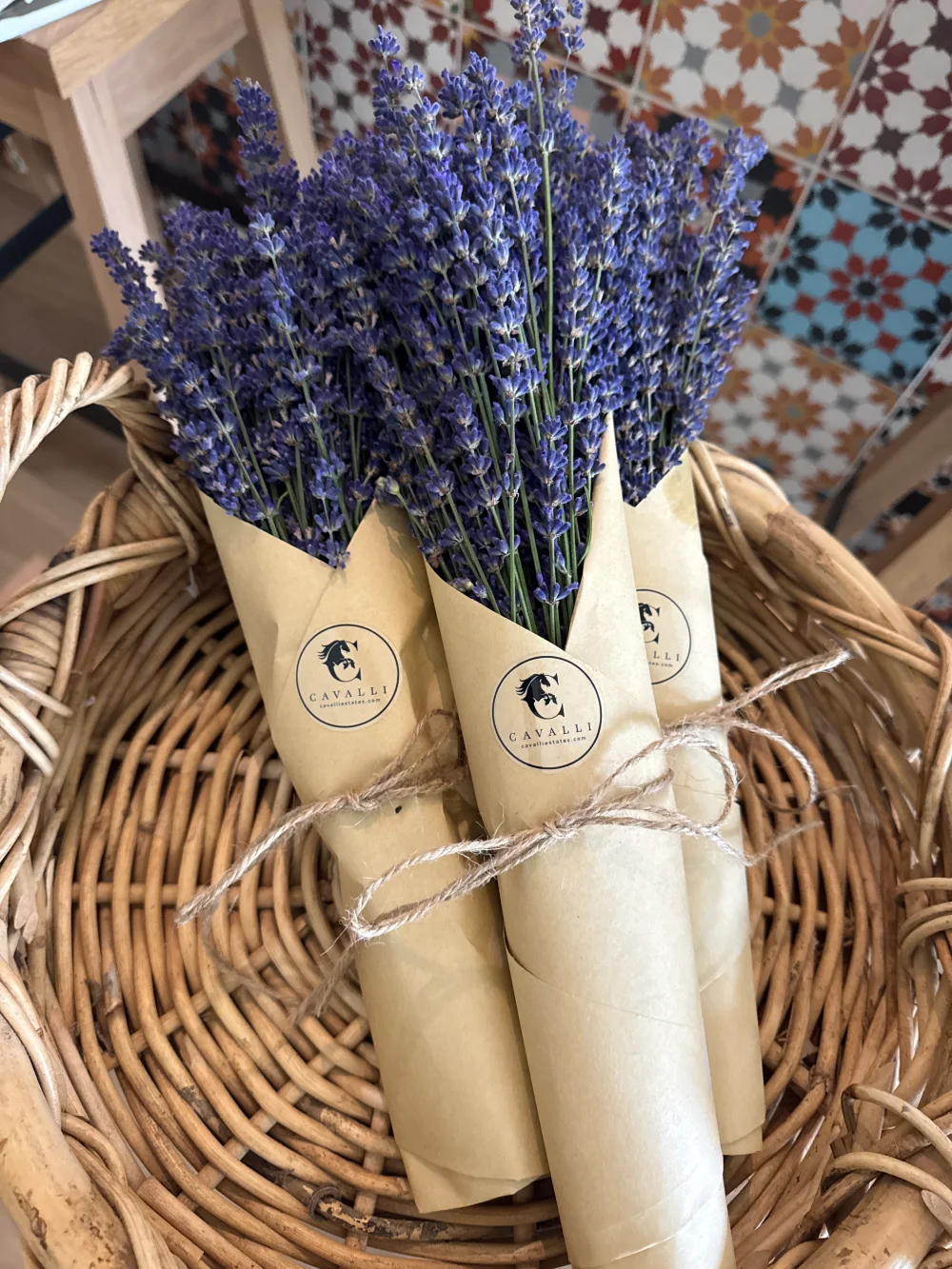Wrapped lavender posies from Cavalli